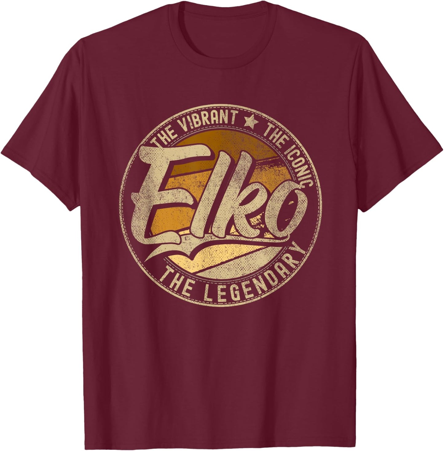 Elko NV | Nevada | Vintage Distressed T-Shirt - T-Shirt | Maroon