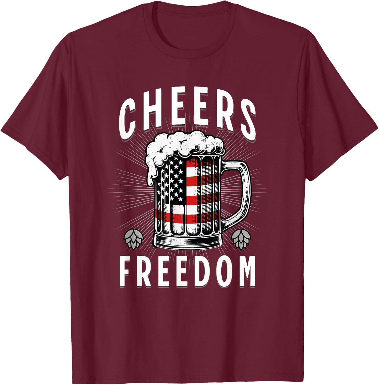 4th of July Beer Drinking American Flag Pride Merica USA Men T-Shirt - T-Shirt | Maroon