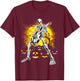Happy Halloween Funny Skeleton Playing Guitar Pumpkin Vibes T-Shirt - T-Shirt | Maroon