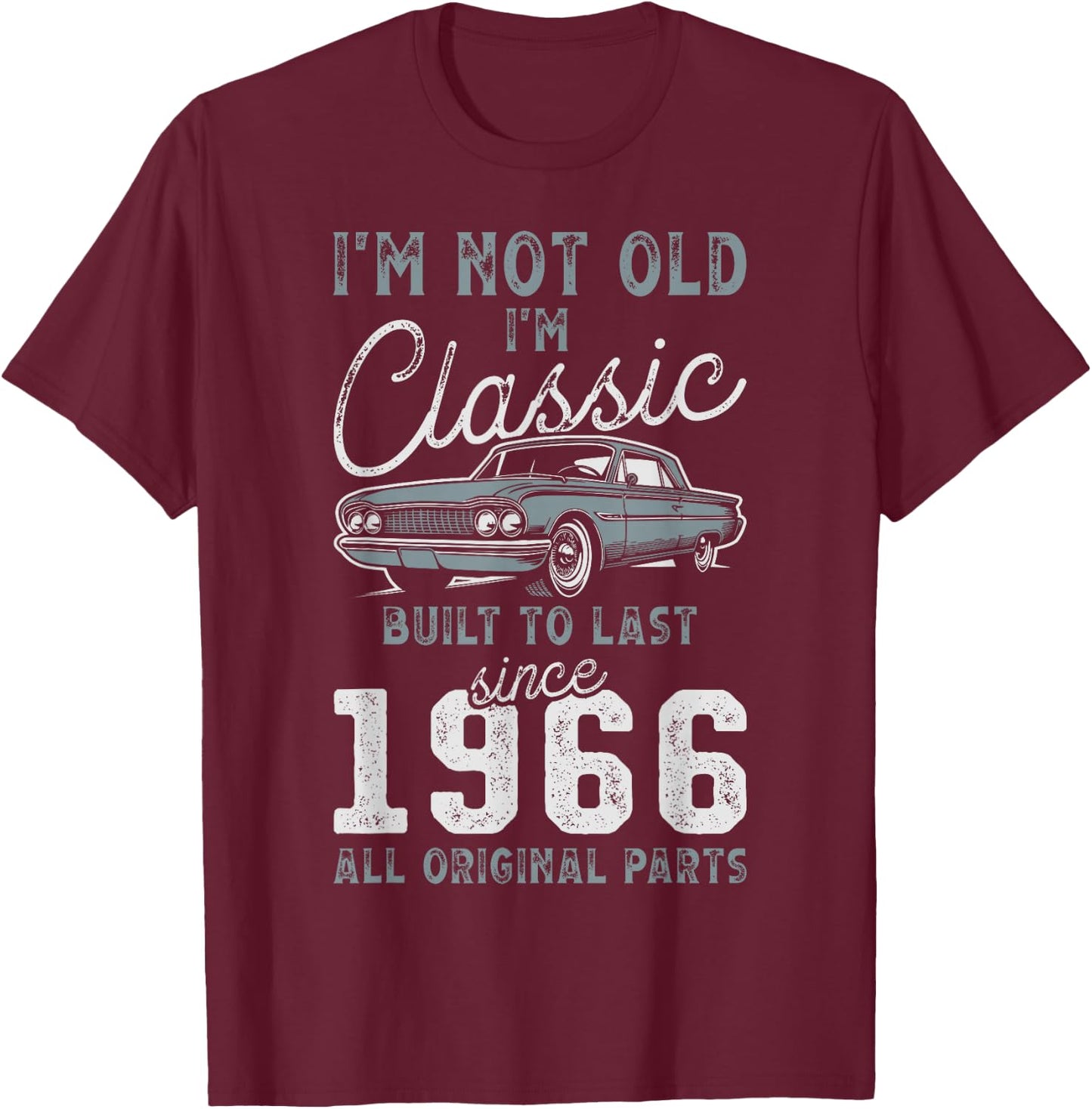 1966 Classic Car 60th Birthday T-Shirt - T-Shirt | Maroon