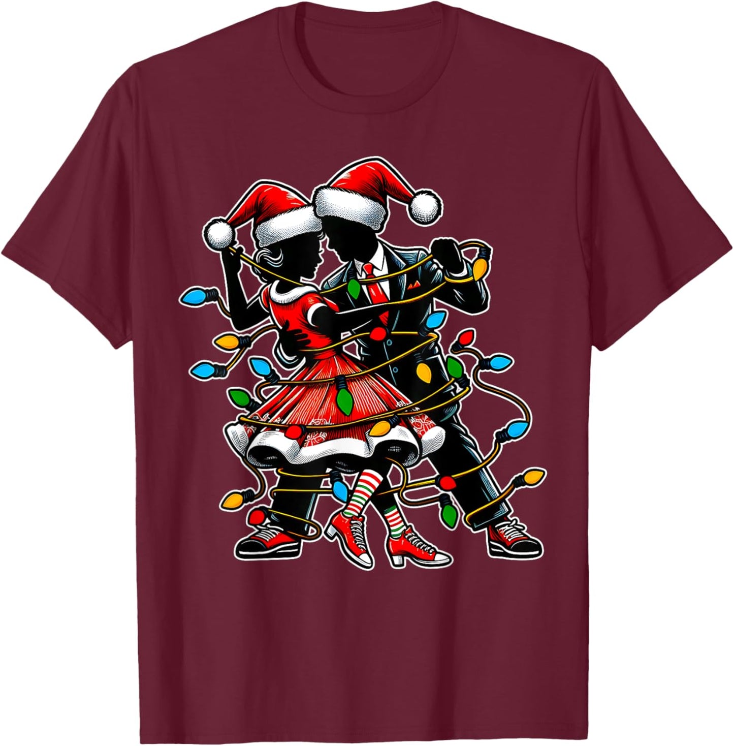 Sock Hop Dance 50s Christmas Hat Xmas T-Shirt - T-Shirt | Maroon