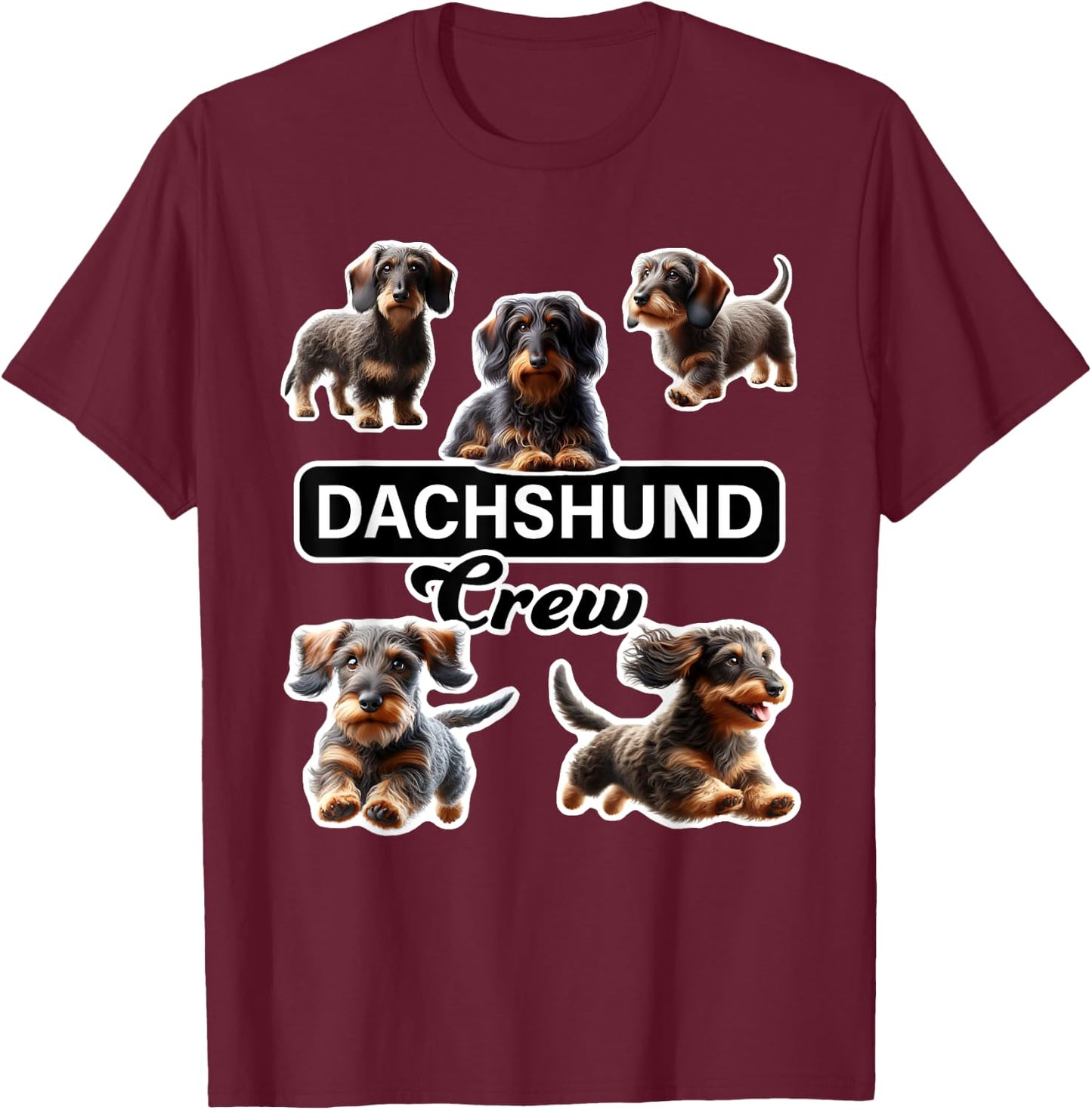 Wirehaired Dachshund Crew T-Shirt - T-Shirt | Maroon
