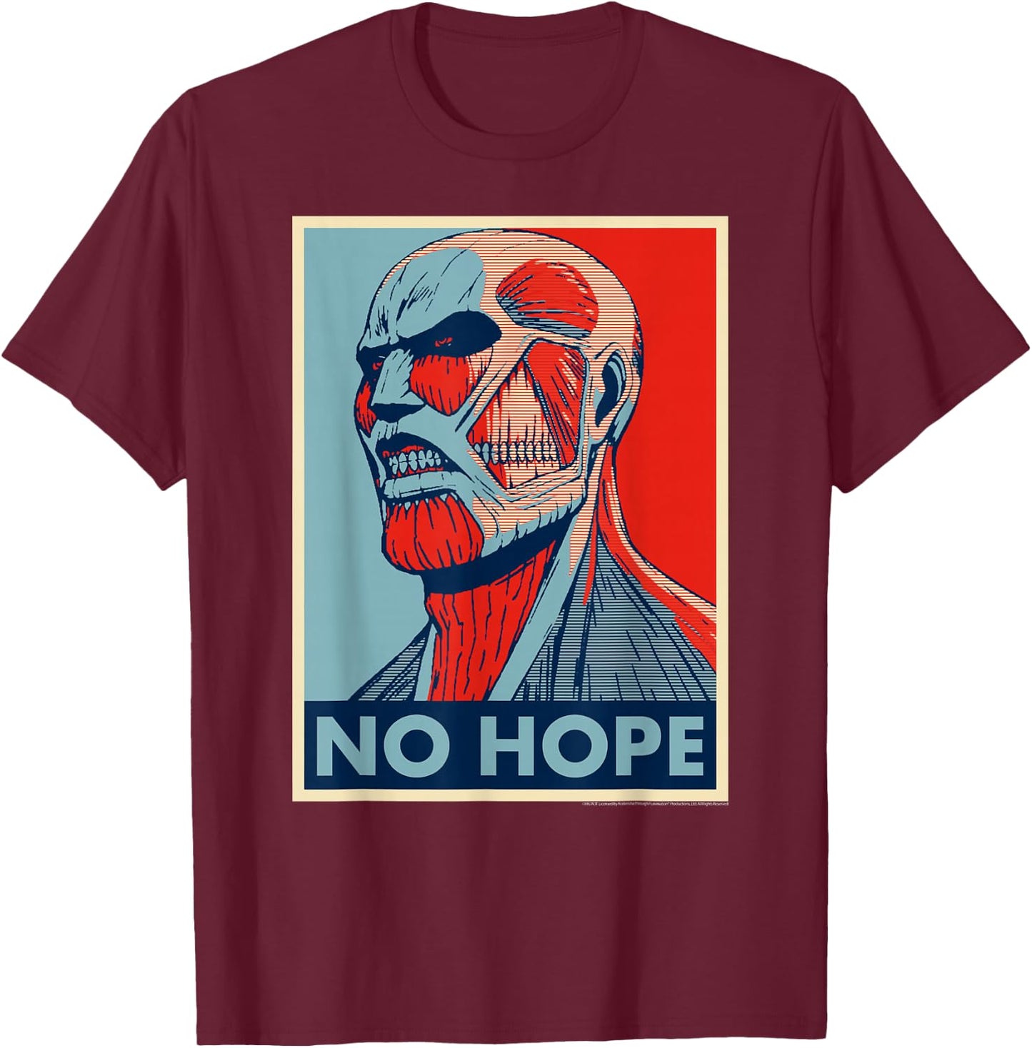 Attack on Titan Colossus Titan No Hope Poster Art Anime T-Shirt - T-Shirt | Maroon