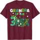 Grandpa of the Three Rex Birthday Dinosaur Family Matching T-Shirt - T-Shirt | Maroon
