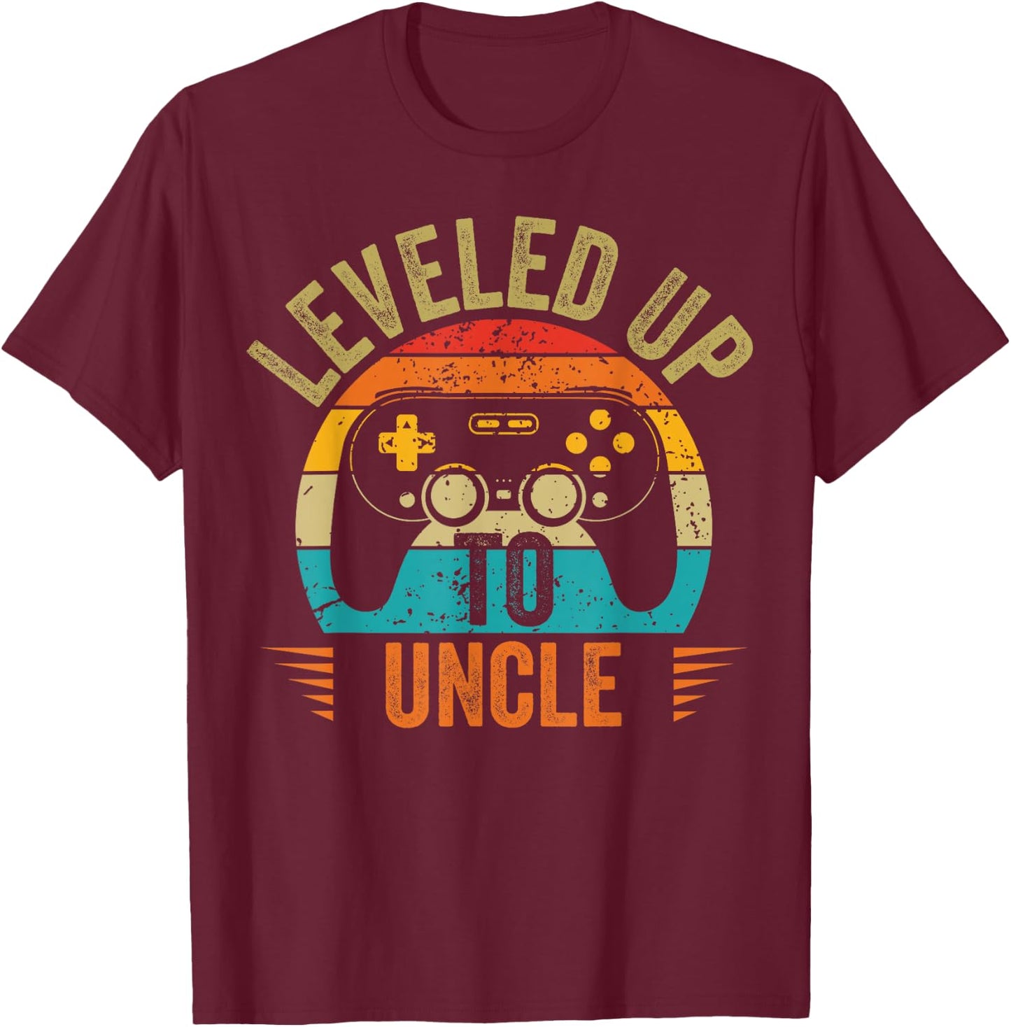 Leveling up to uncle 2025 funny video gamer vintage men T-Shirt - T-Shirt | Maroon