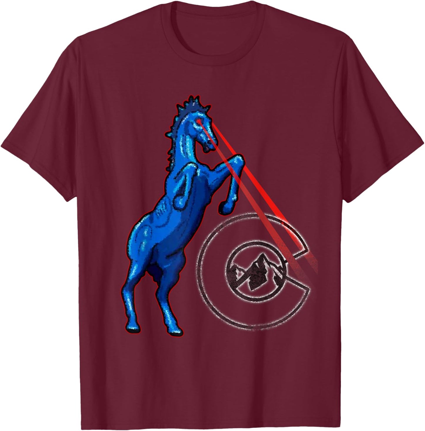 Blucifer - Denver Airport Creepy Horse T-Shirt - T-Shirt | Maroon