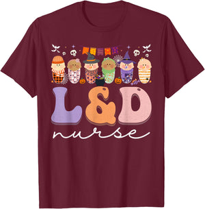 Halloween L&D Nurse Labor and Delivery Nurse Halloween T-Shirt - T-Shirt | Maroon