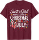 Christmas in July Shirt Girls Funny Summer Beach Vacation T-Shirt - T-Shirt | Maroon