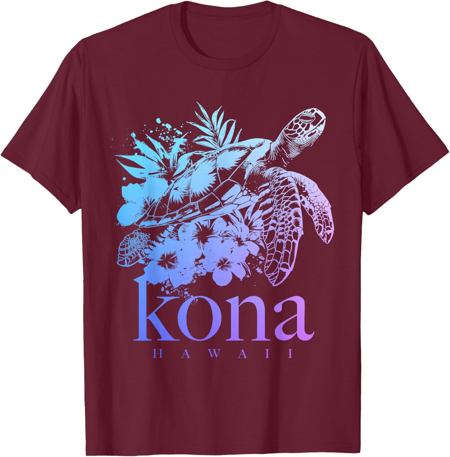 Kona Hawaii Sea Turtle Hawaiian Surfer Souvenir T-Shirt - T-Shirt | Maroon