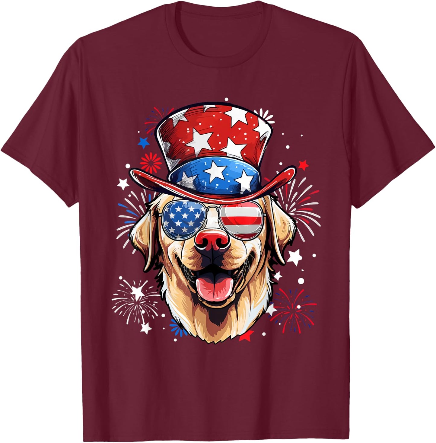Labrador Retriever Patriotic USA Flag 4th Of July Dog Lover T-Shirt - T-Shirt | Maroon