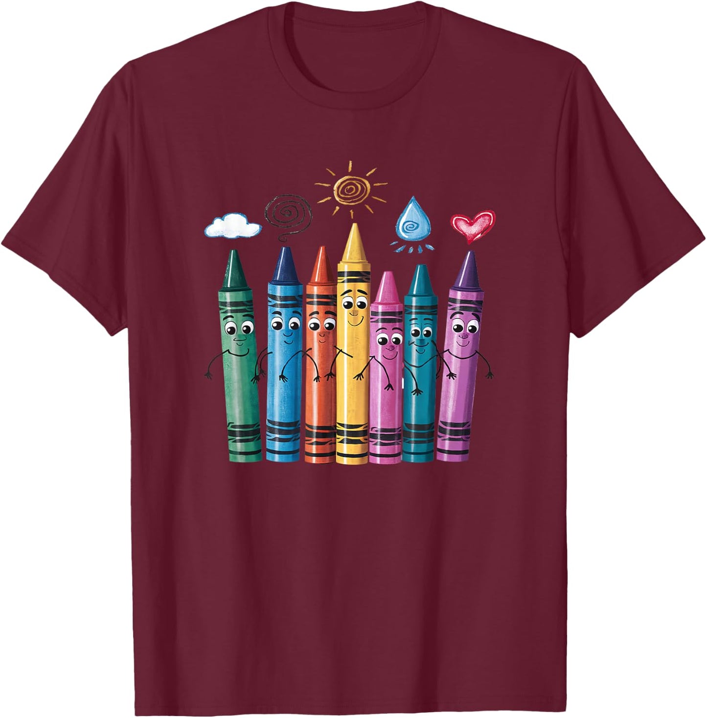 Fashionable Crayon Mood Color Crayons Friyay Teacher Life Women Kids T-Shirt - T-Shirt | Maroon