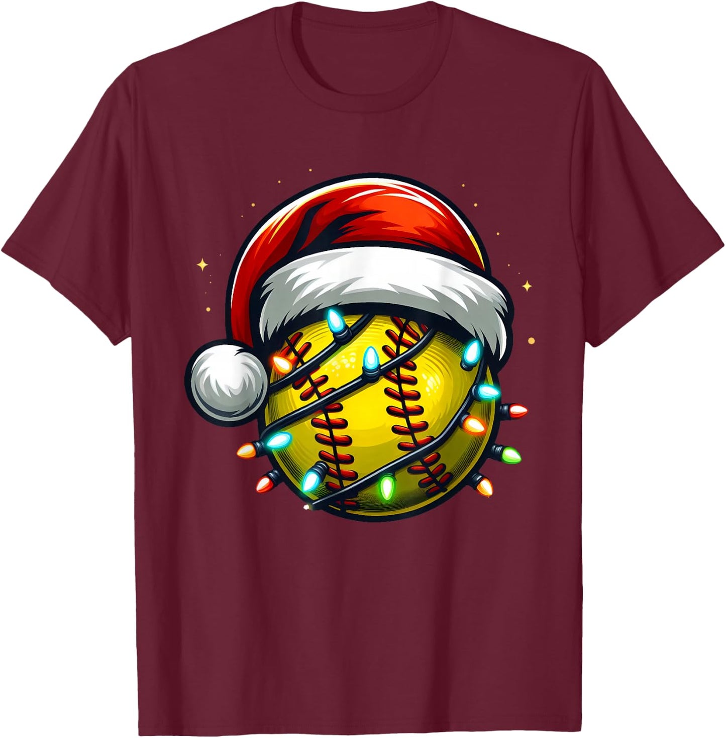 Christmas Softball Xmas Santa Softball Lover Boys Girls Kids T-Shirt - T-Shirt | Maroon
