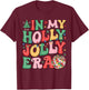 Vintage In My Holly Xmas Jolly Era Christmas Doodle Dots T-Shirt - T-Shirt | Maroon