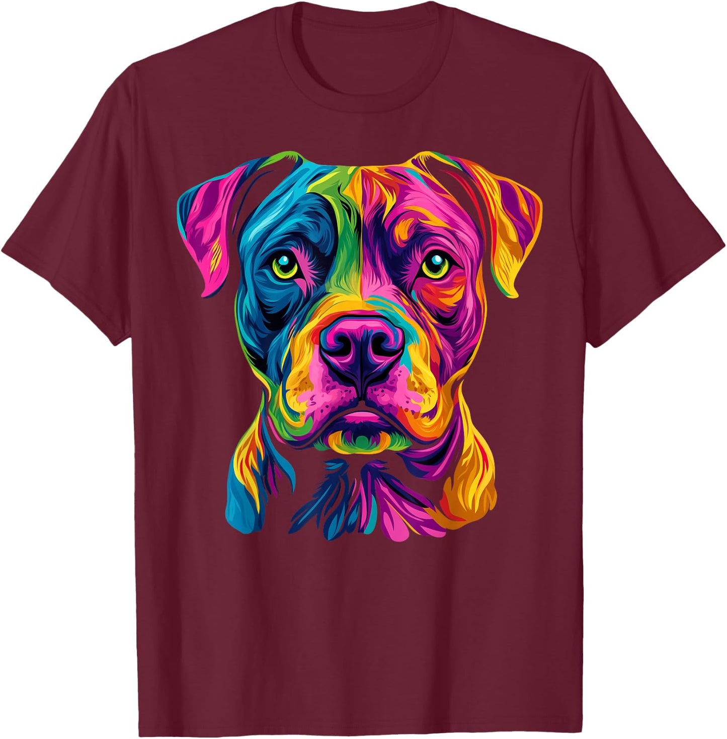 Colorful American Staffordshire Terrier Lover Cute Dog Black T-Shirt - T-Shirt | Maroon