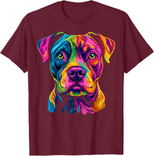 Colorful American Staffordshire Terrier Lover Cute Dog Black T-Shirt - T-Shirt | Maroon
