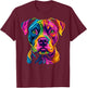 Colorful American Staffordshire Terrier Lover Cute Dog Black T-Shirt - T-Shirt | Maroon