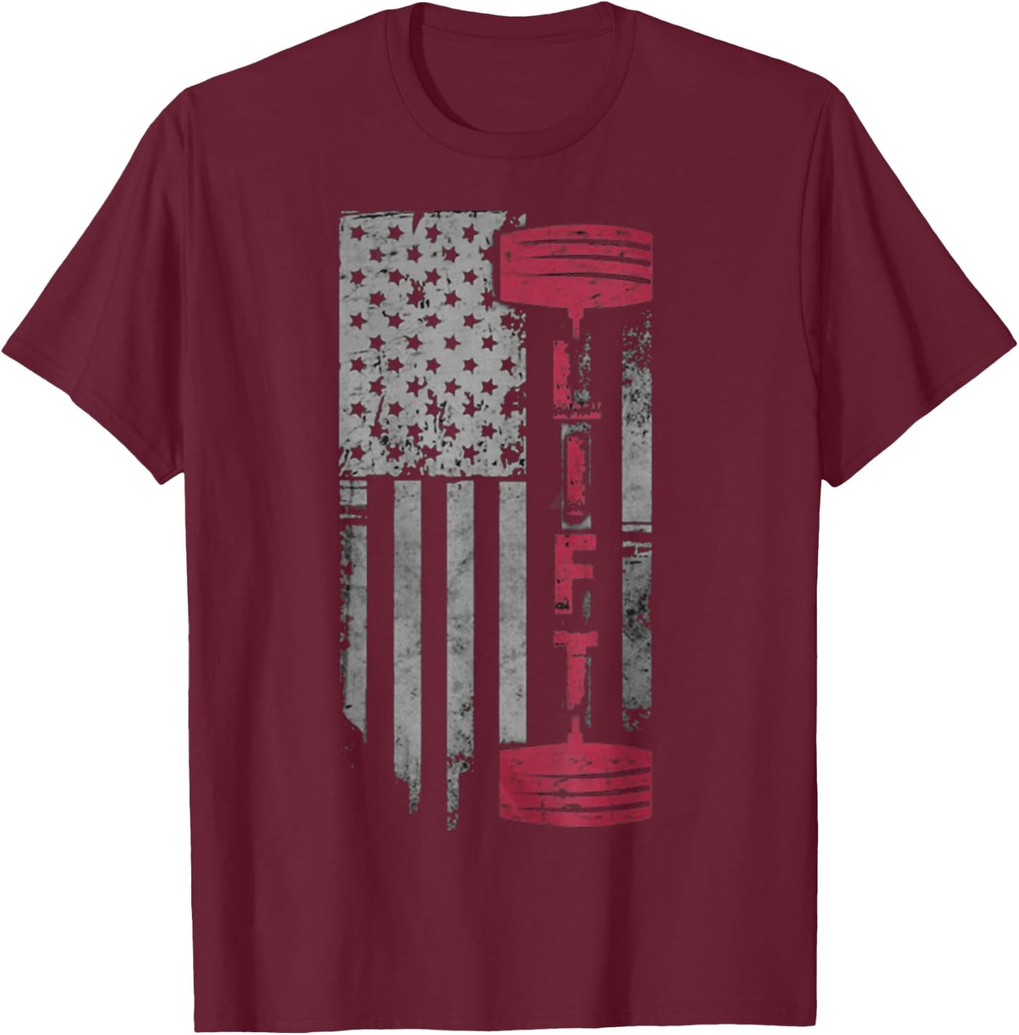Patriotic Shirt Weight Lifting USA Flag Fitness Train Gift Women Kids Men T-Shirt - T-Shirt | Maroon