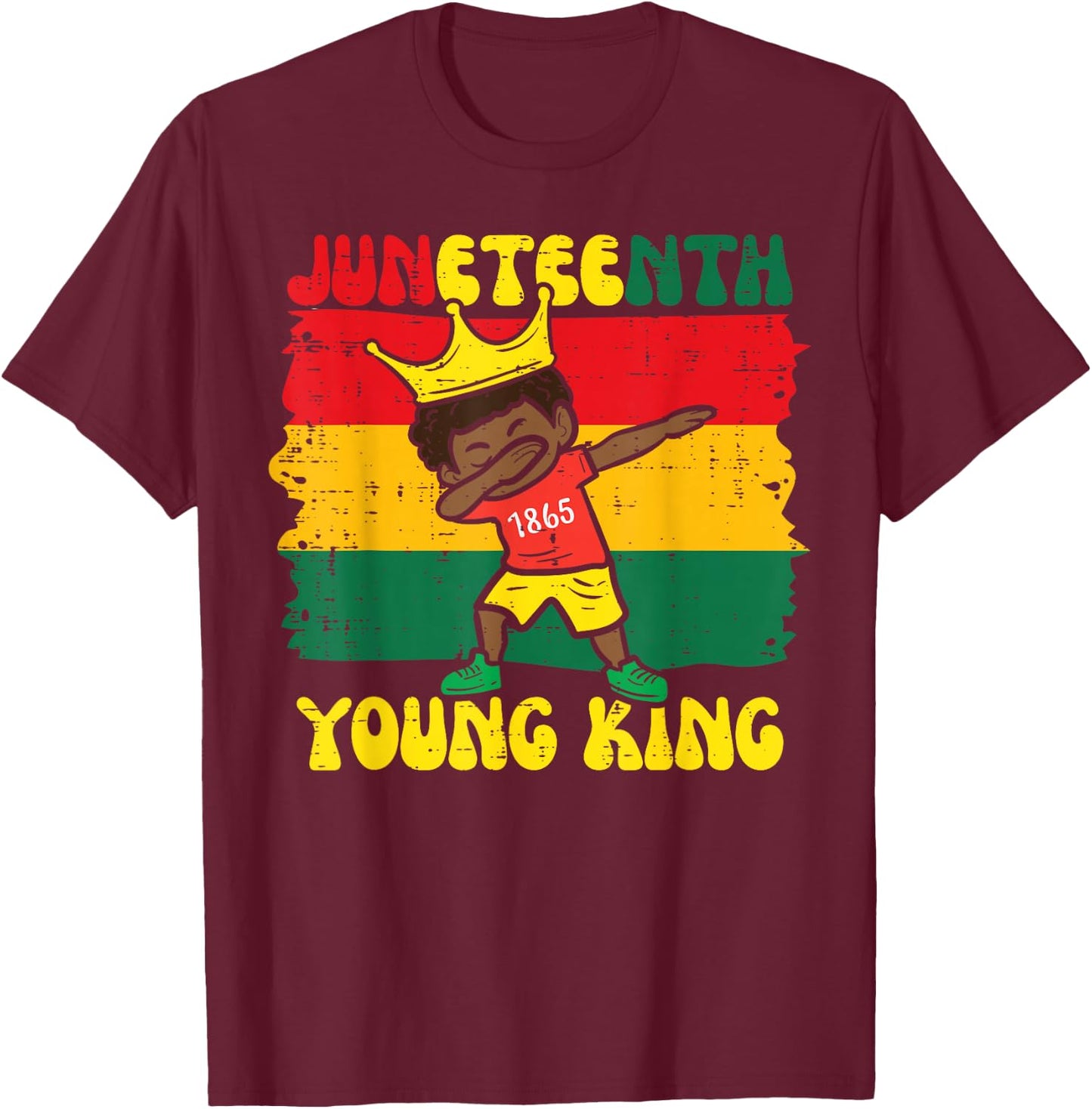 Juneteenth Young King Dab 1865 African Toddler Boys Kids T-Shirt - T-Shirt | Maroon