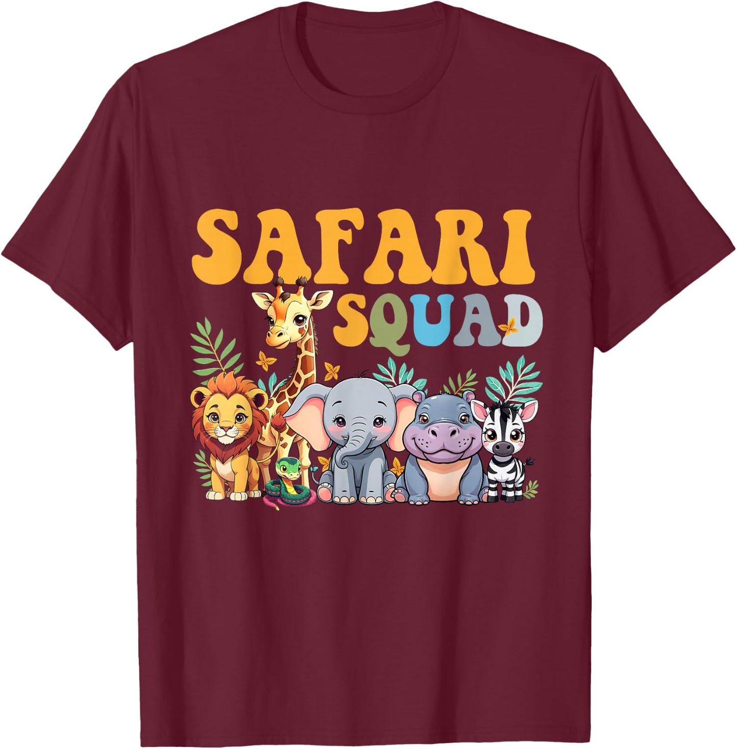 Safari Squad Zoo Jungle Animal Birthday Family Matching T-Shirt - T-Shirt | Maroon