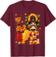 LOVE Thanksgiving Gecko Costume Fall Leaves Sunflower T-Shirt - T-Shirt | Maroon