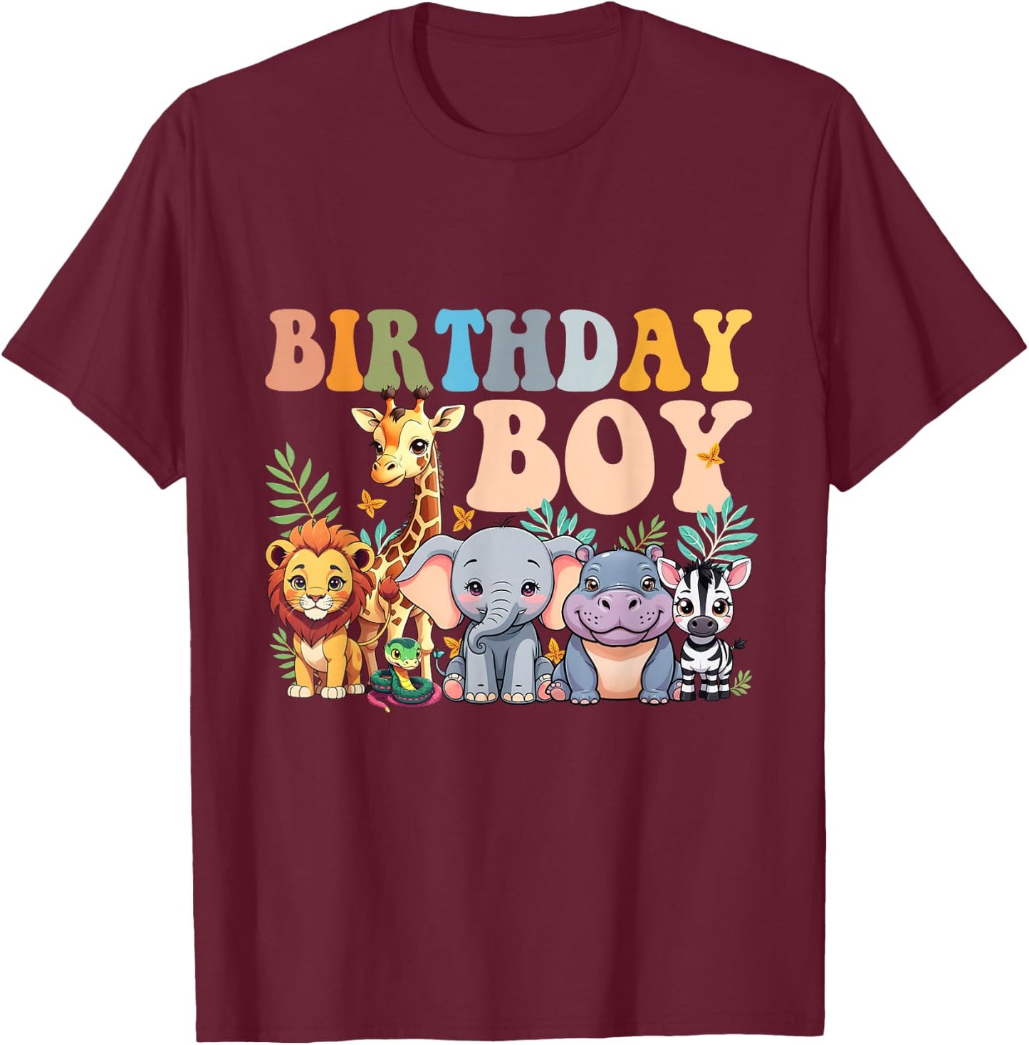 Birthday Boy Kids Safari Squad Zoo Jungle Animal Toddler T-Shirt - T-Shirt | Maroon