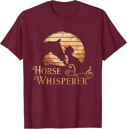 Vintage Horse Whisperer Retro Sunset Design T-Shirt - T-Shirt | Maroon