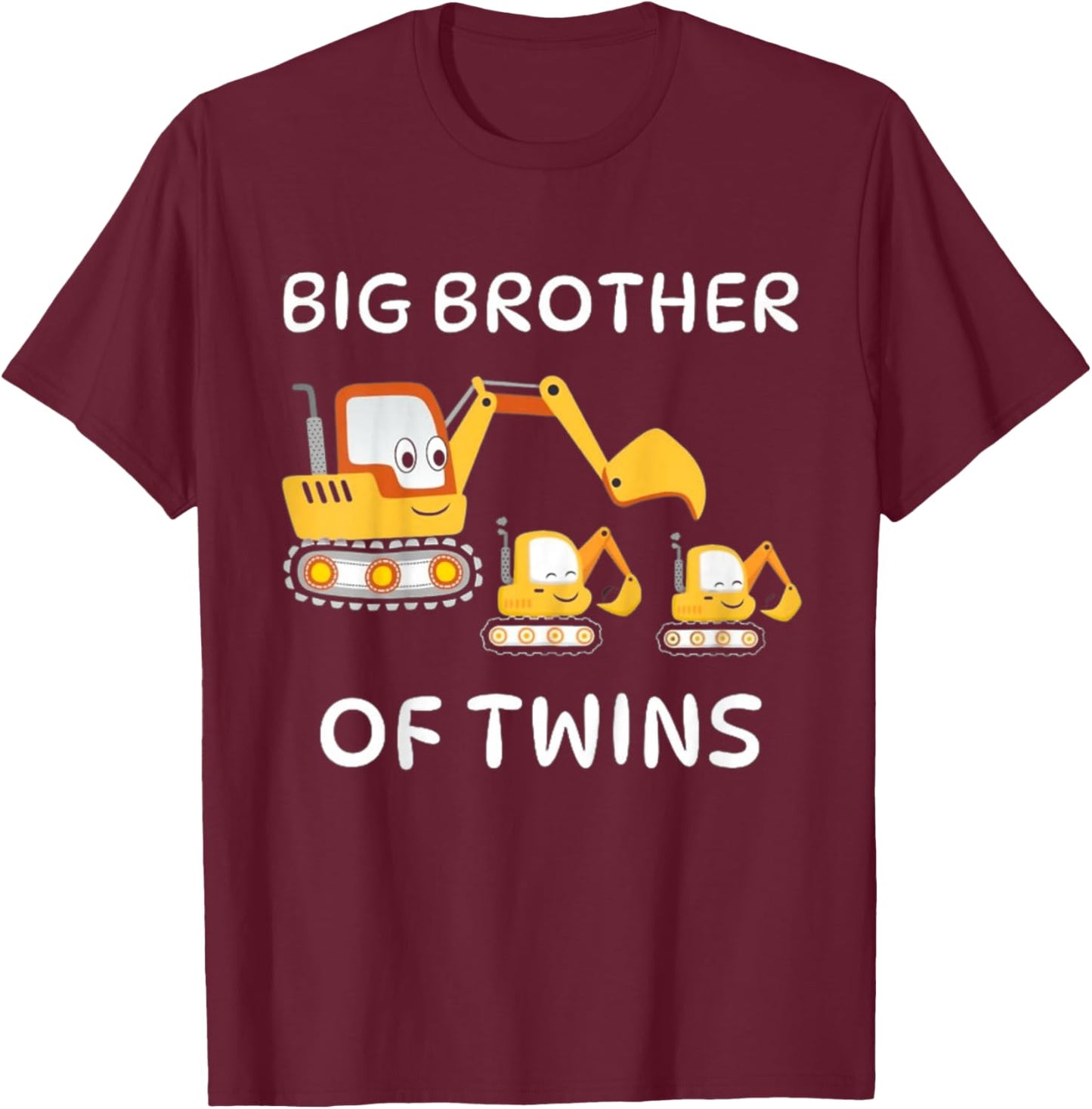 Kids I'm Going to Be A Big Brother of Twins Excavator Toddlers T-Shirt - T-Shirt | Maroon