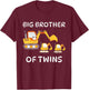 Kids I'm Going to Be A Big Brother of Twins Excavator Toddlers T-Shirt - T-Shirt | Maroon