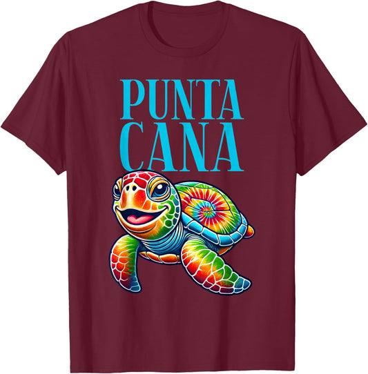 Punta Cana Smiling Tie Dye Sea Turtle T-Shirt - T-Shirt | Maroon