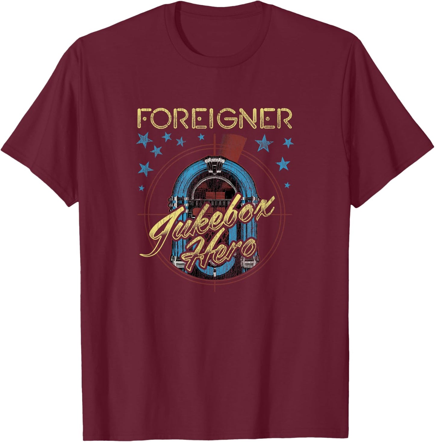 Foreigner Juke Box Hero T-Shirt - T-Shirt | Maroon