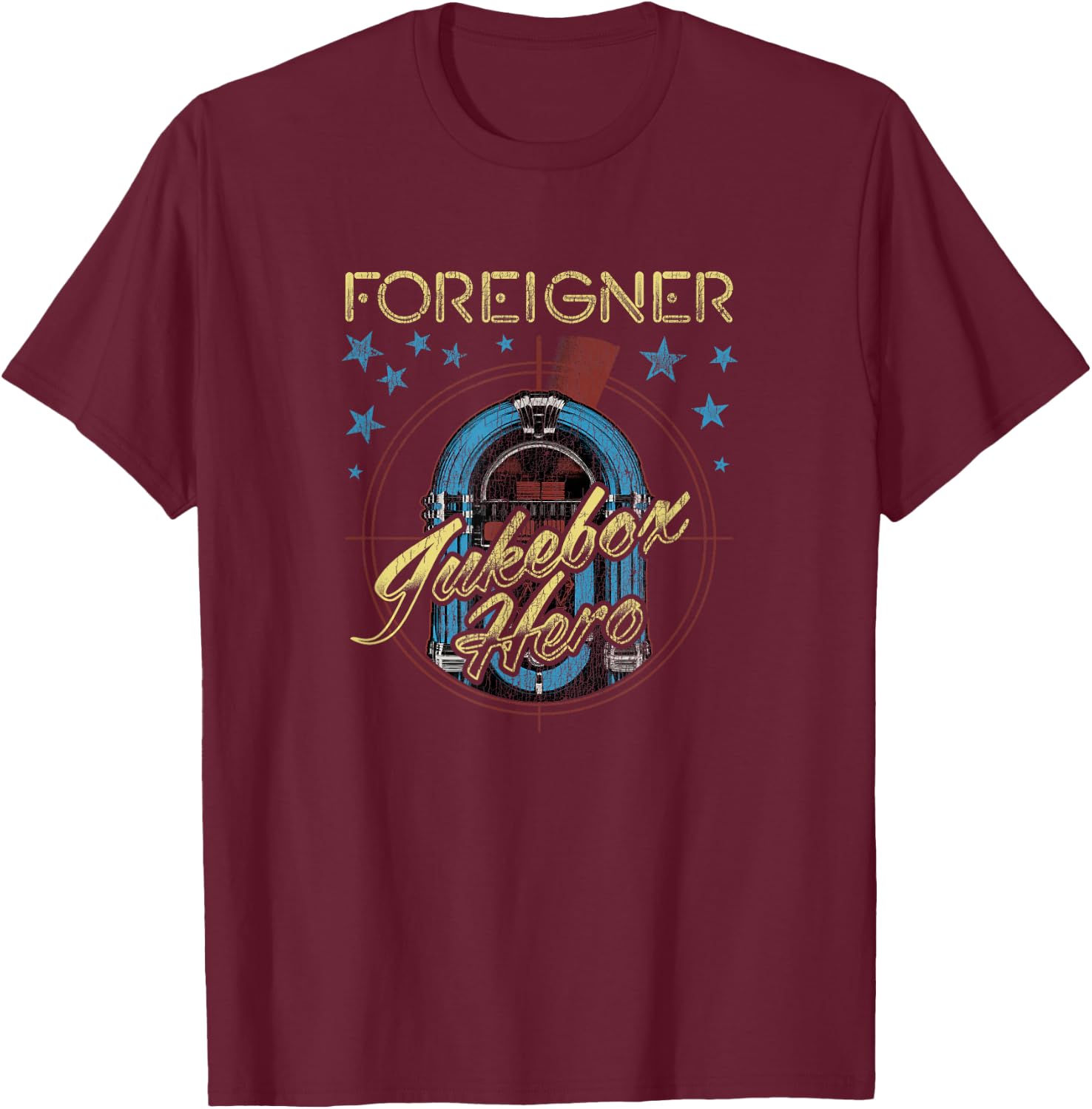 Foreigner Juke Box Hero T-Shirt - T-Shirt | Maroon