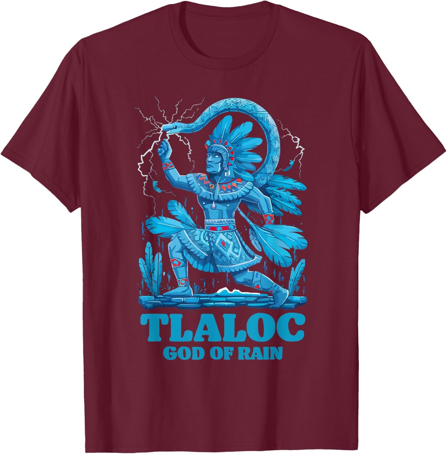 Aztec God Aztec Culture Mayan Indigenous Tlaloc Statue T-Shirt - T-Shirt | Maroon
