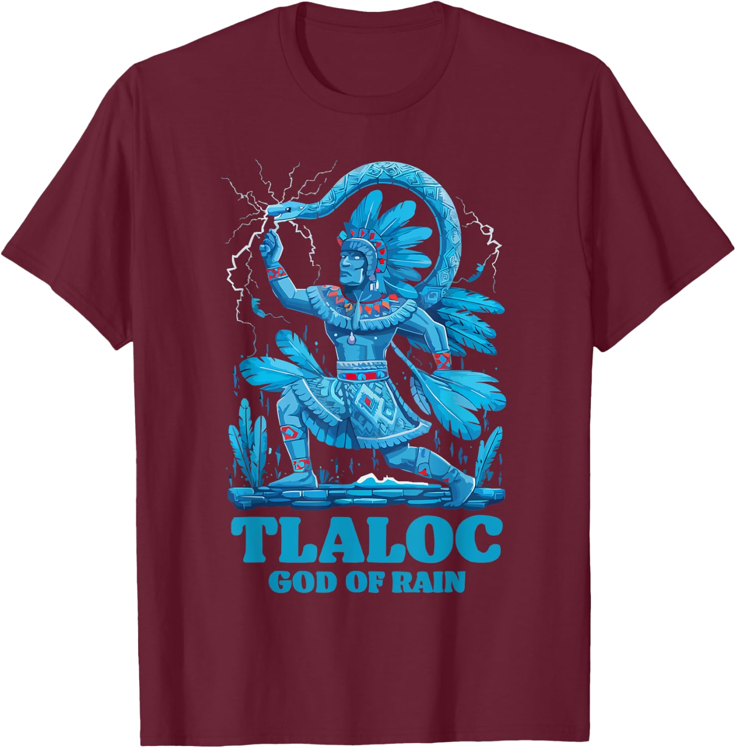 Aztec God Aztec Culture Mayan Indigenous Tlaloc Statue T-Shirt - T-Shirt | Maroon