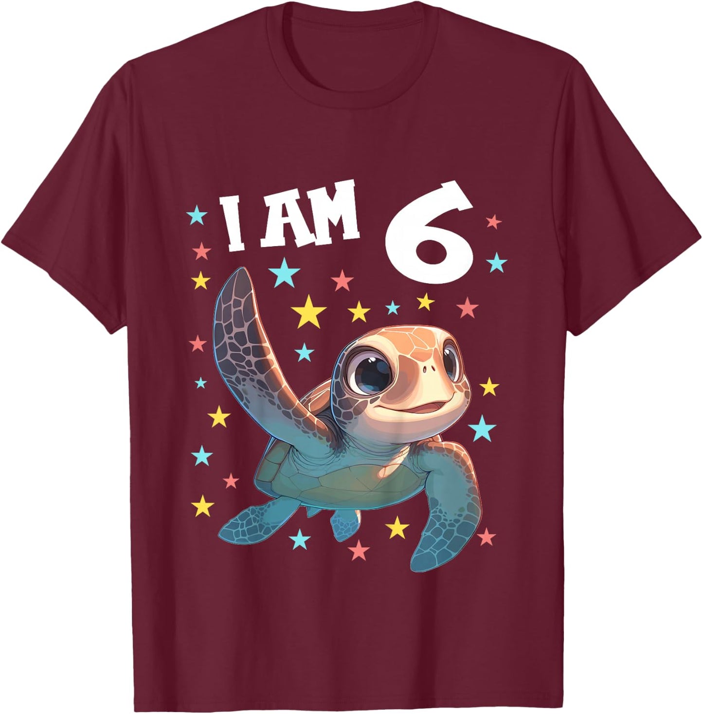 6 Years old 6 birthday Sea Turtles Boy Girl Sea Turtle T-Shirt - T-Shirt | Maroon