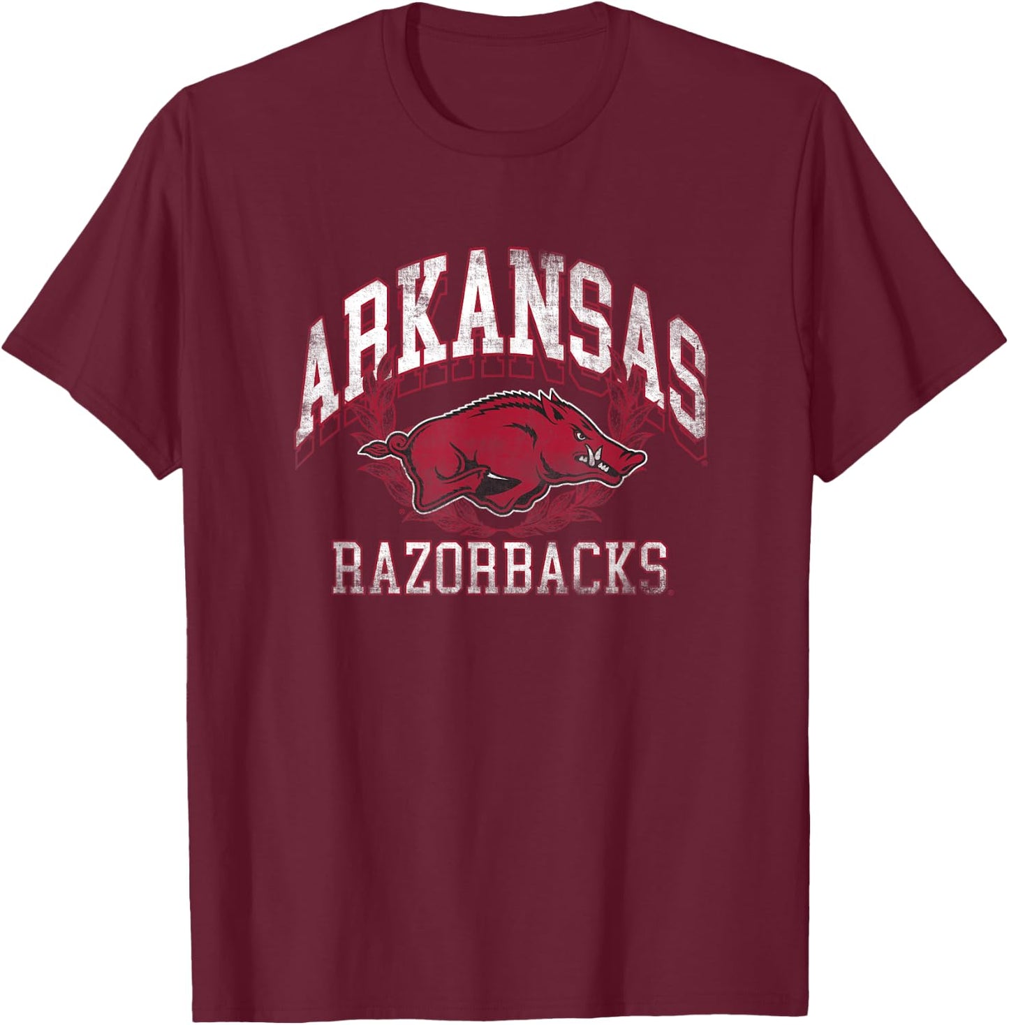 University of Arkansas Razorbacks Distressed Laurels T-Shirt - T-Shirt | Maroon