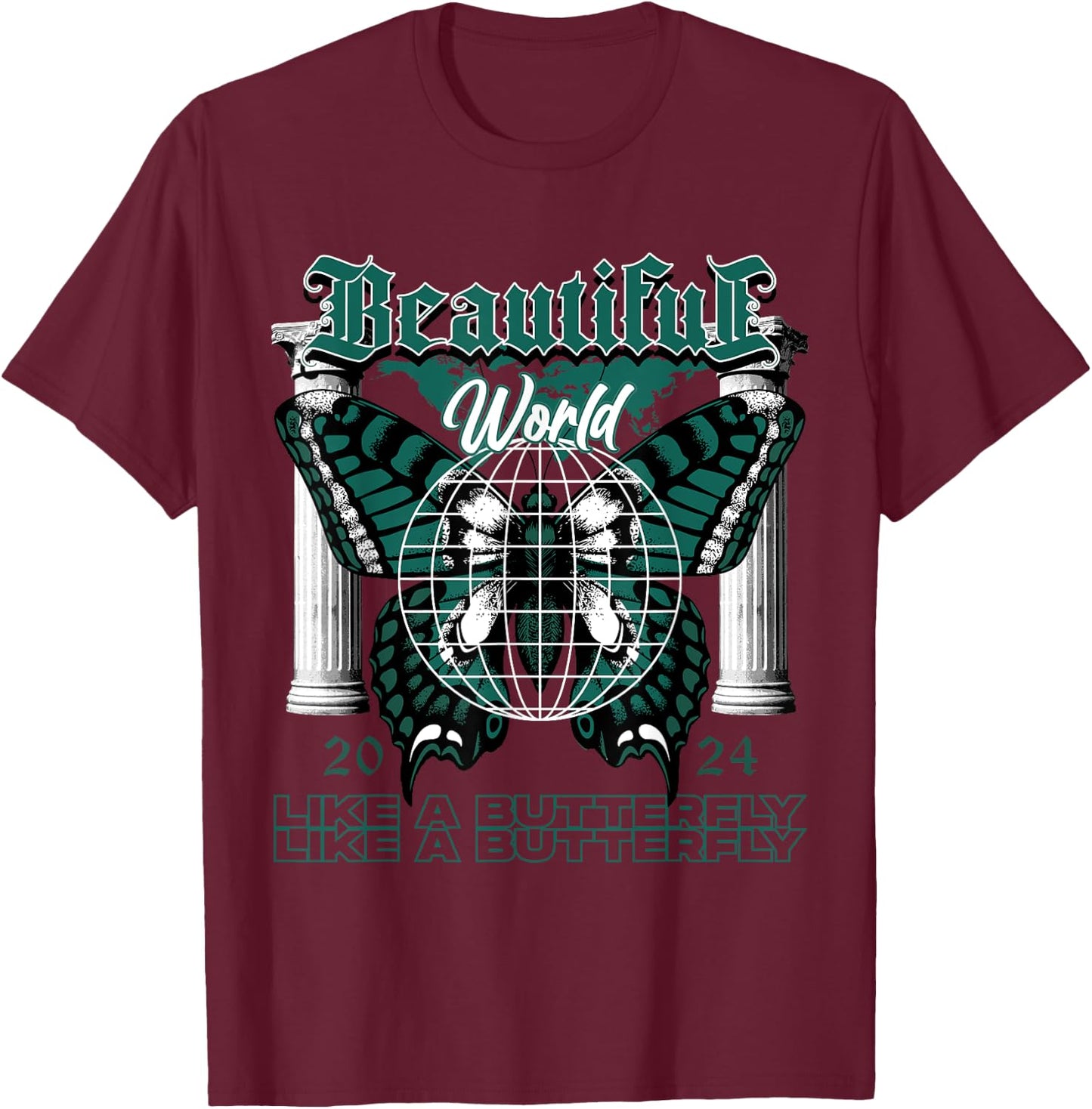 Beautiful World Oxidized Green 4s Matching Women T-Shirt - T-Shirt | Maroon