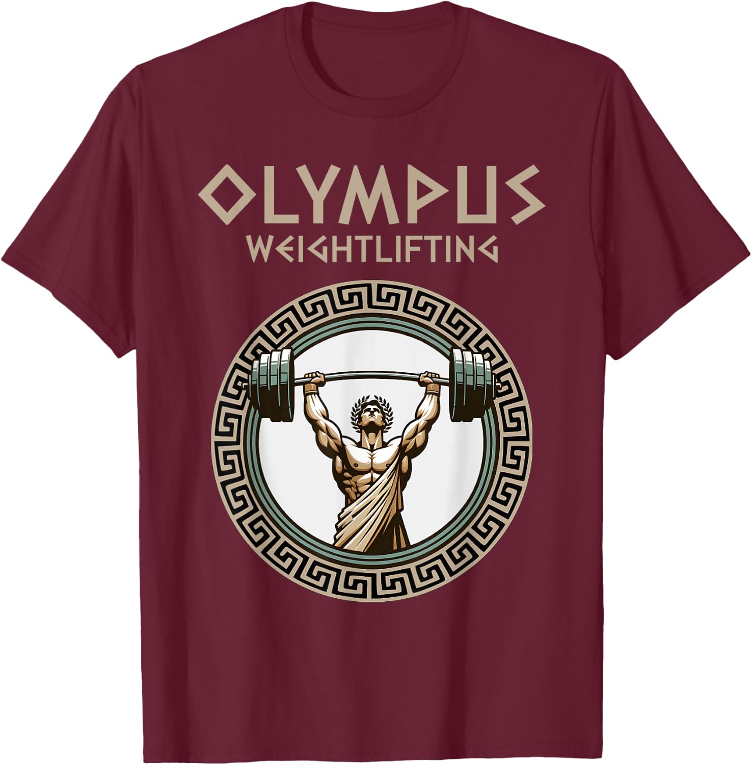 Gym Olympus Weight Lifting Strength of the Gods T-Shirt - T-Shirt | Maroon
