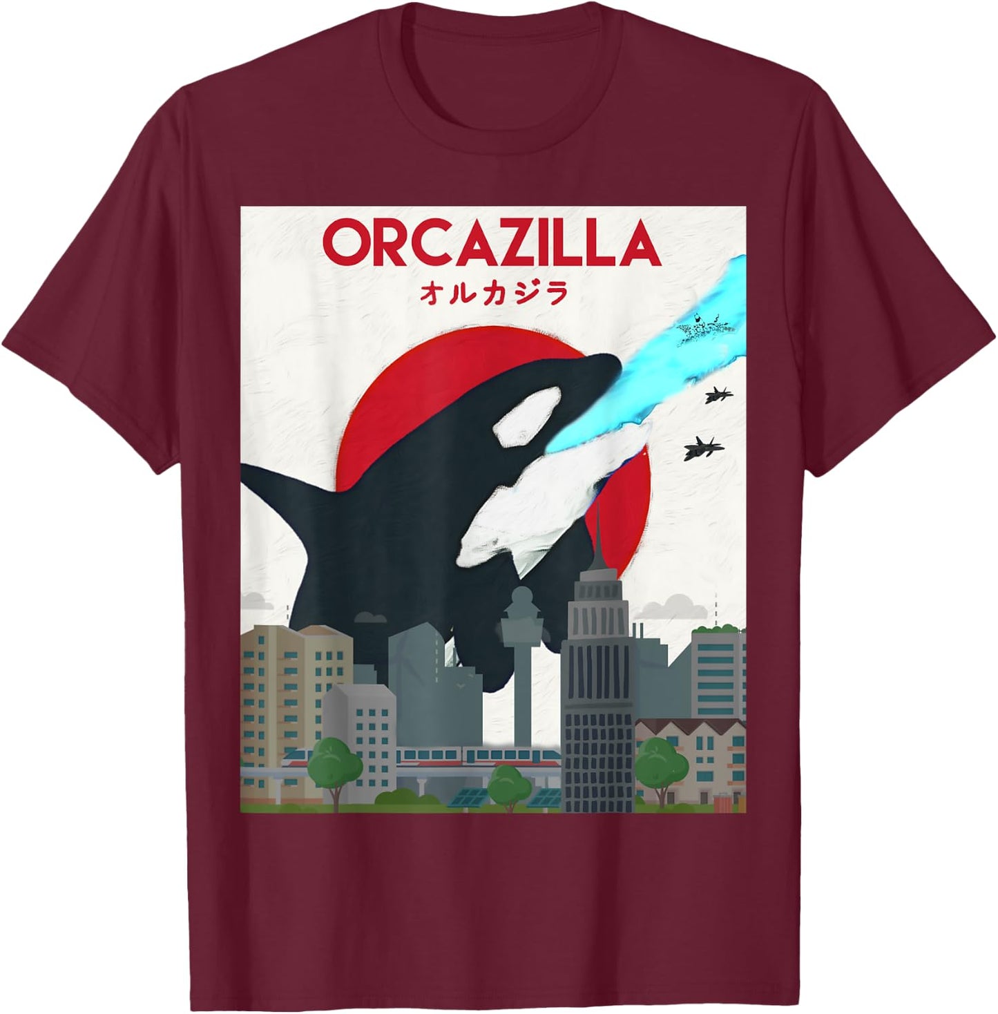 Funny Orcazilla Killer Whale Shirt Gift Orca Lovers T-Shirt - T-Shirt | Maroon