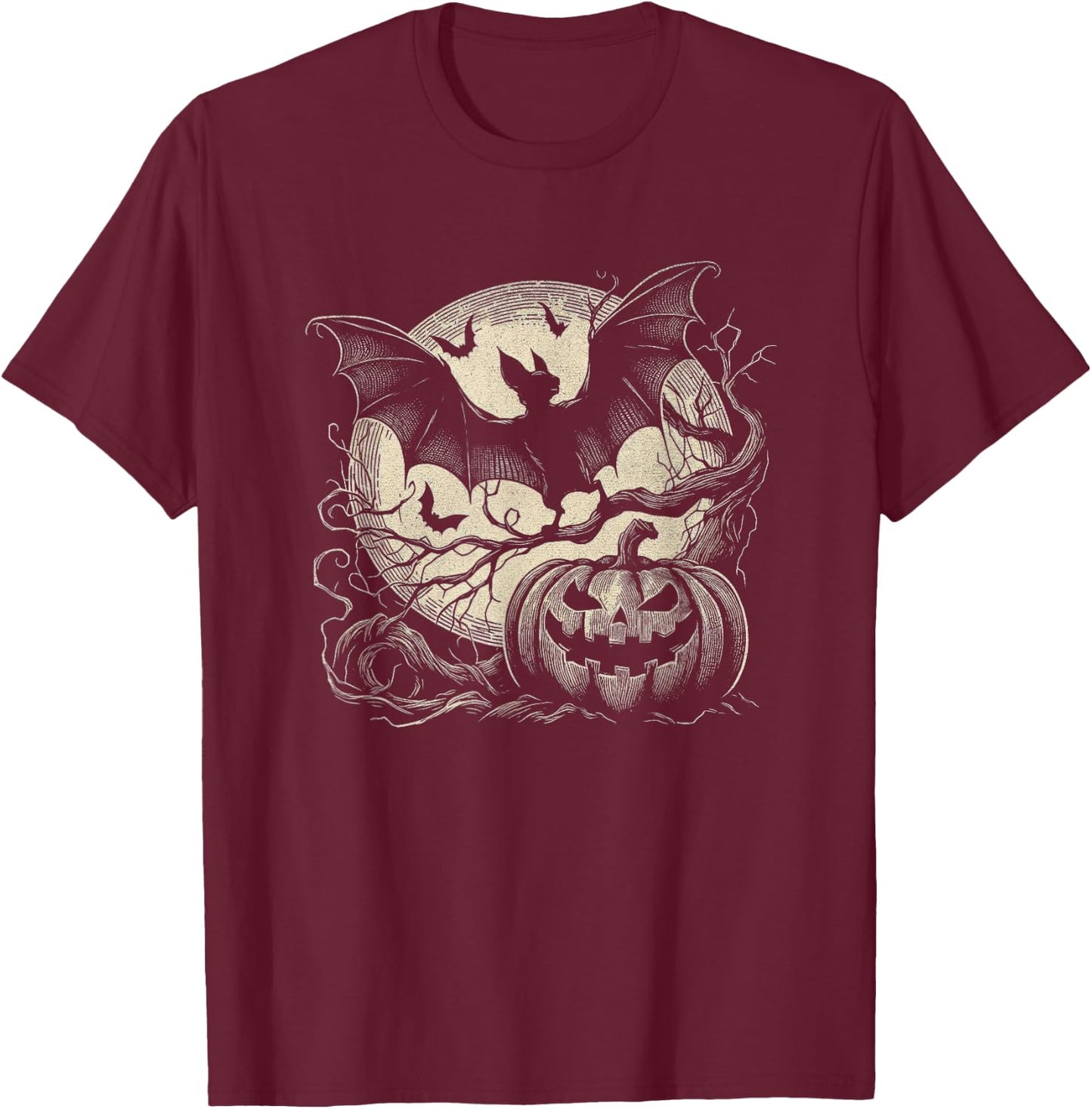 Spooky Bat Halloween Art Design And Men T-Shirt - T-Shirt | Maroon