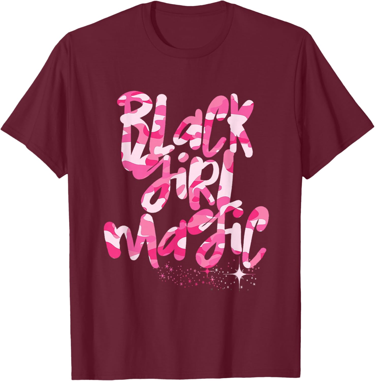 Pink Camo Black Girl Magic Melanin Camouflage Queen Woman T-Shirt - T-Shirt | Maroon