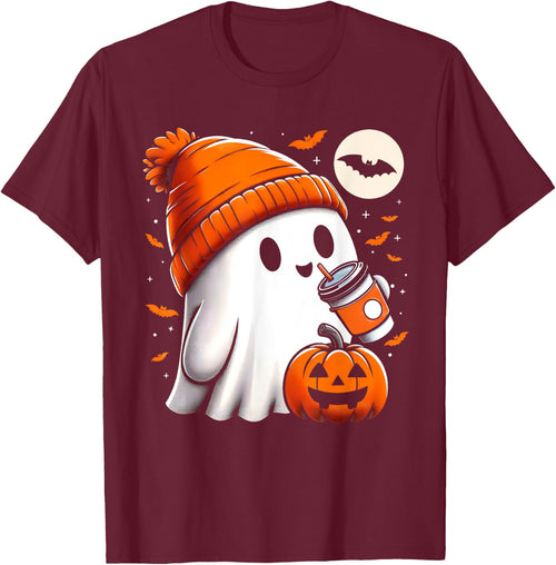 Halloween Shirts Ghost Drinking Coffee Halloween