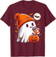 Halloween Shirts Ghost Drinking Coffee Halloween T-Shirt - T-Shirt | Maroon