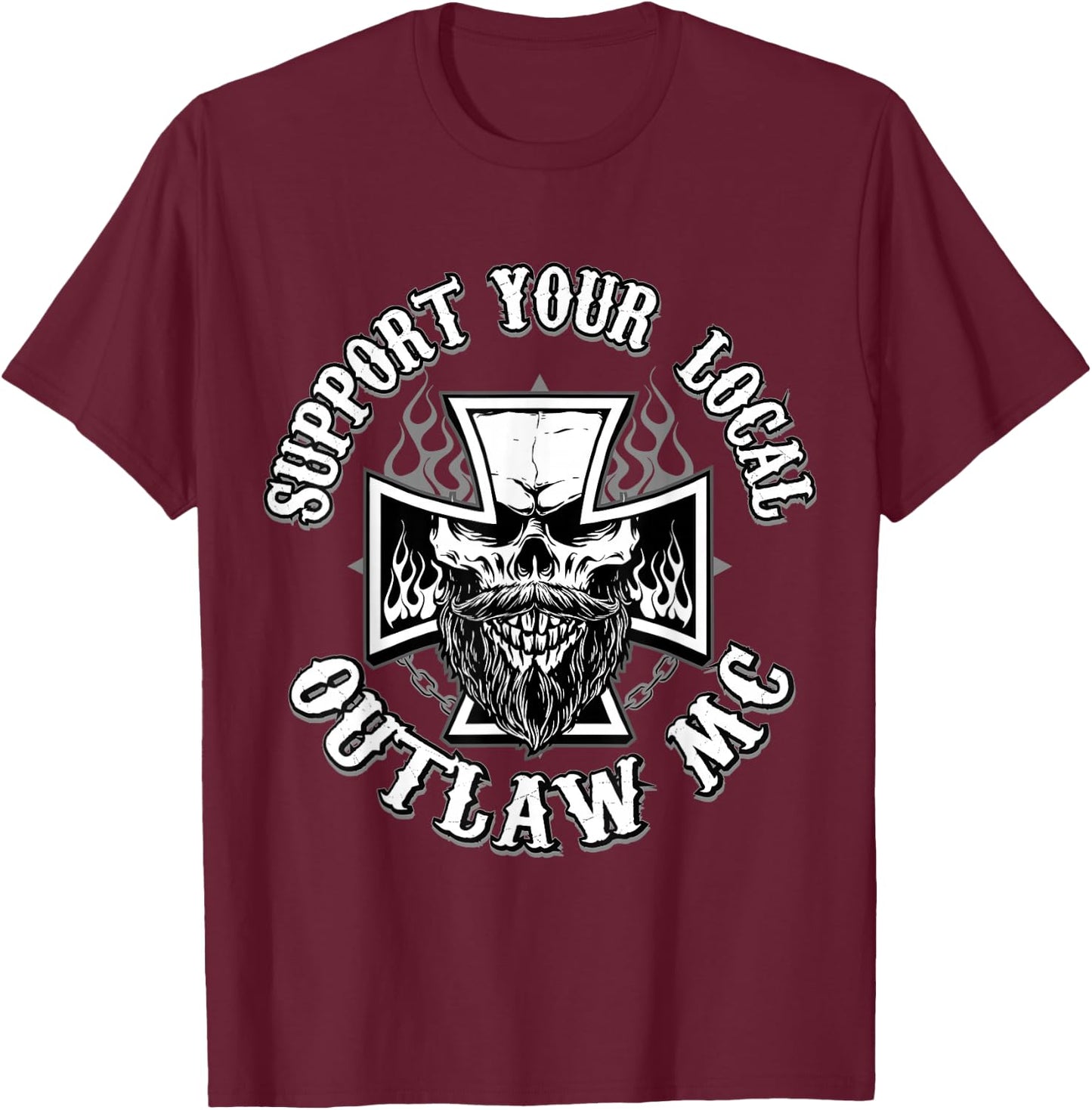 RomperGraphics Men's Support Your Local Outlaw 03 Black , Small T-Shirt - T-Shirt | Maroon