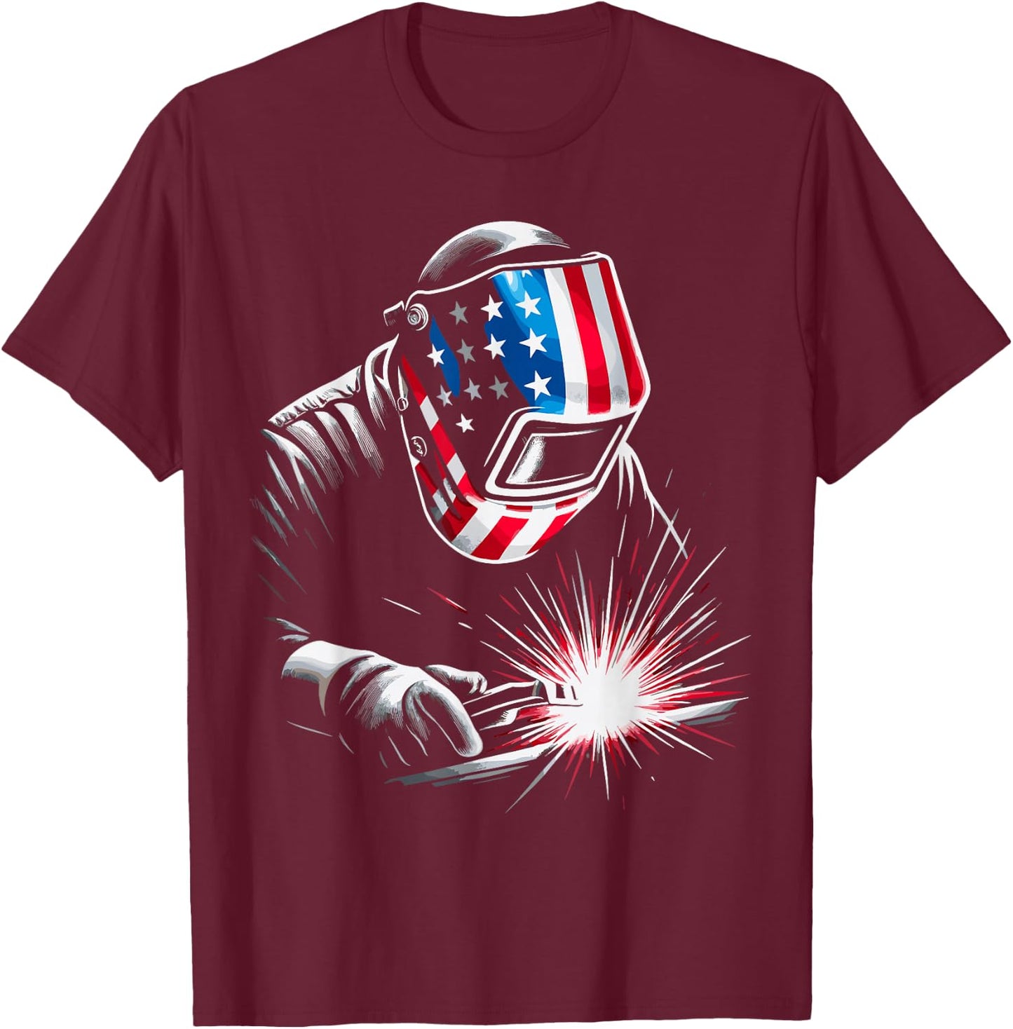 USA Patriotic Welder T-Shirt - T-Shirt | Maroon