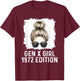 Gen X Girl 1972 Edition Blonde Messy Bun Birthday T-Shirt - T-Shirt | Maroon