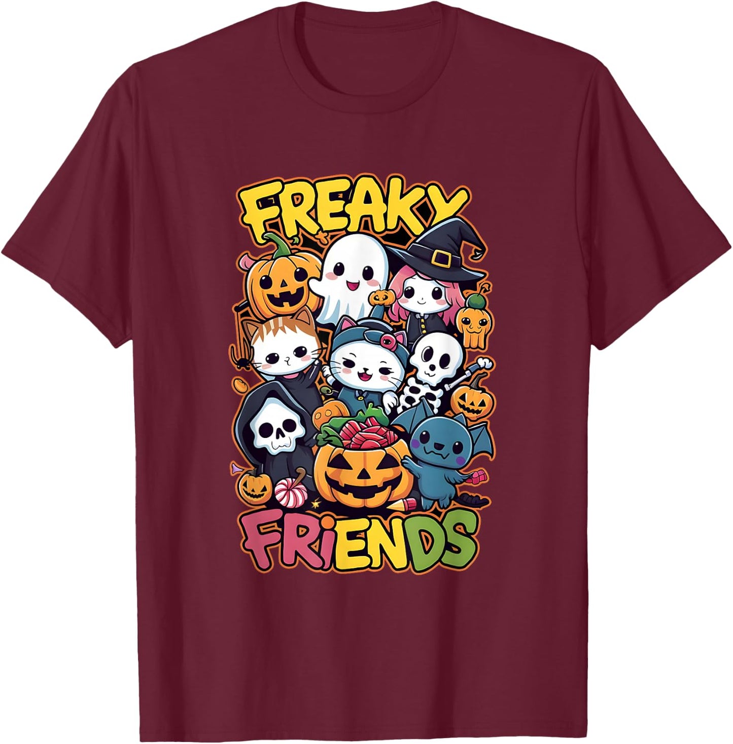 Freaky Friends for Children and Adults T-Shirt - T-Shirt | Maroon