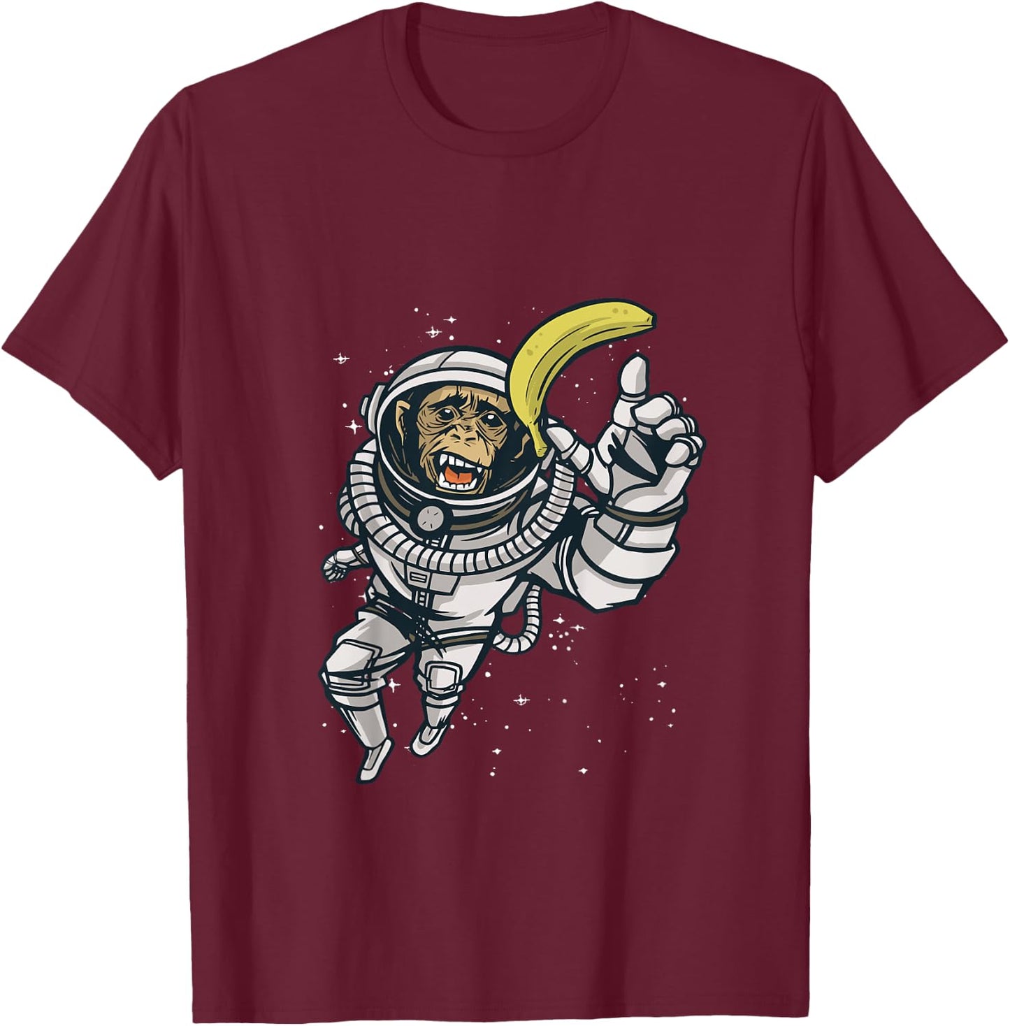 Kids Chimp Astronaut in Space Funny Chimpanzee Animal Graphic T-Shirt - T-Shirt | Maroon
