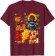 LOVE Thanksgiving Russian Blue Cat Costume Fall Leaves Women Kids T-Shirt - T-Shirt | Maroon