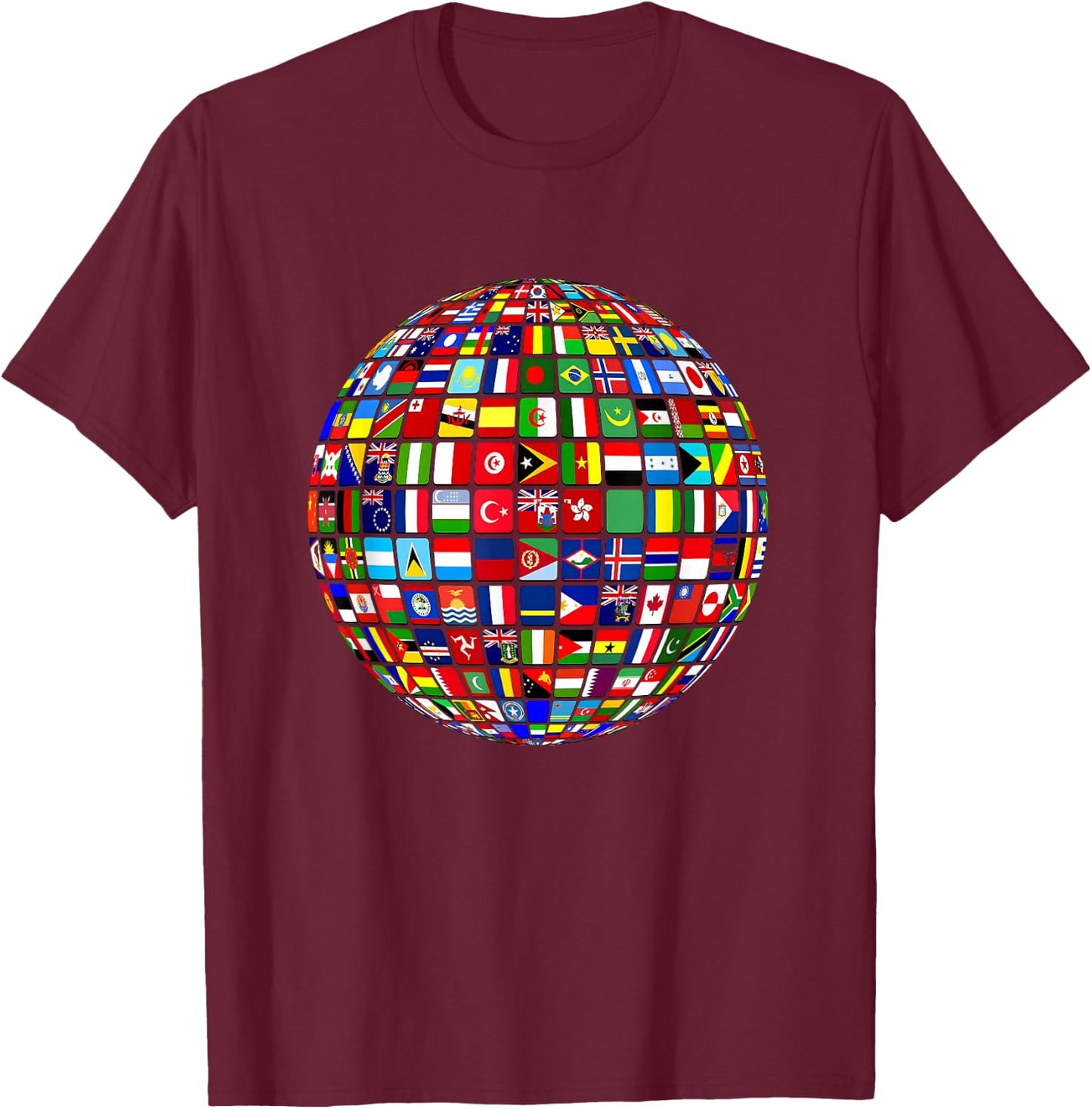 International world flags and world map for children T-Shirt - T-Shirt | Maroon