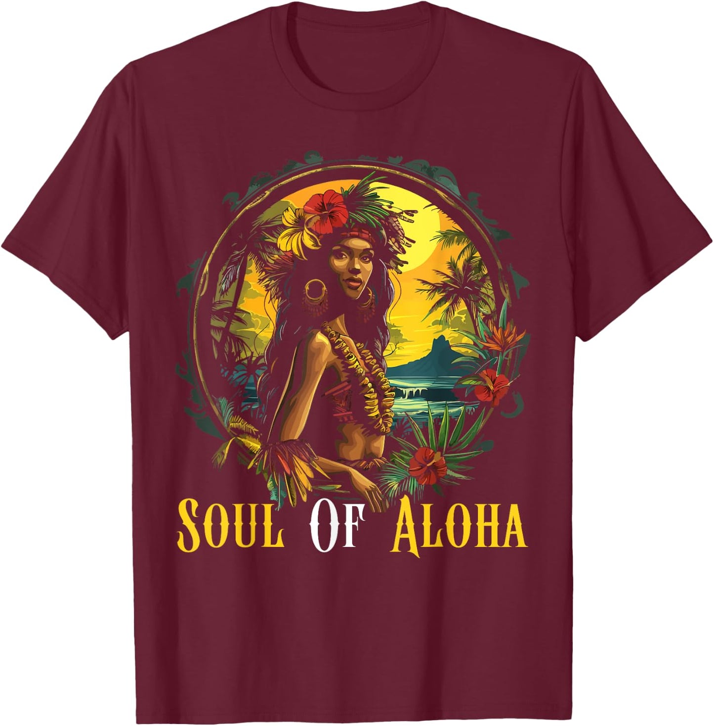 Kanaka Maoli Women Native Hawaiian Islands Hawaii Flag T-Shirt - T-Shirt | Maroon